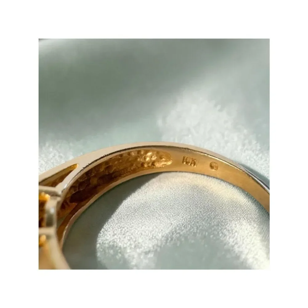 10K Gold Natural Rainbow Opal & Diamond Ring -Size 7- Australian White Opal Ring